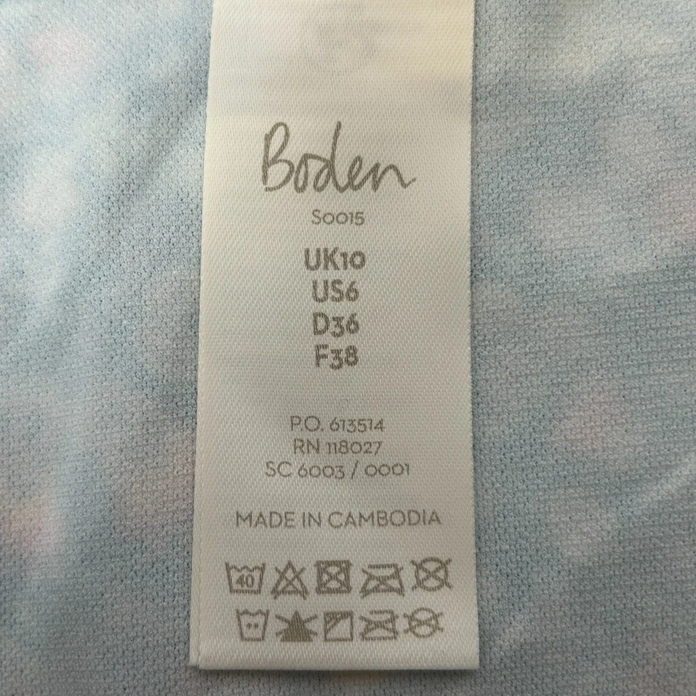 Boden Bikini Swim Bottoms Teal Blue Floral Boho Print Size 6 Flower British Suit